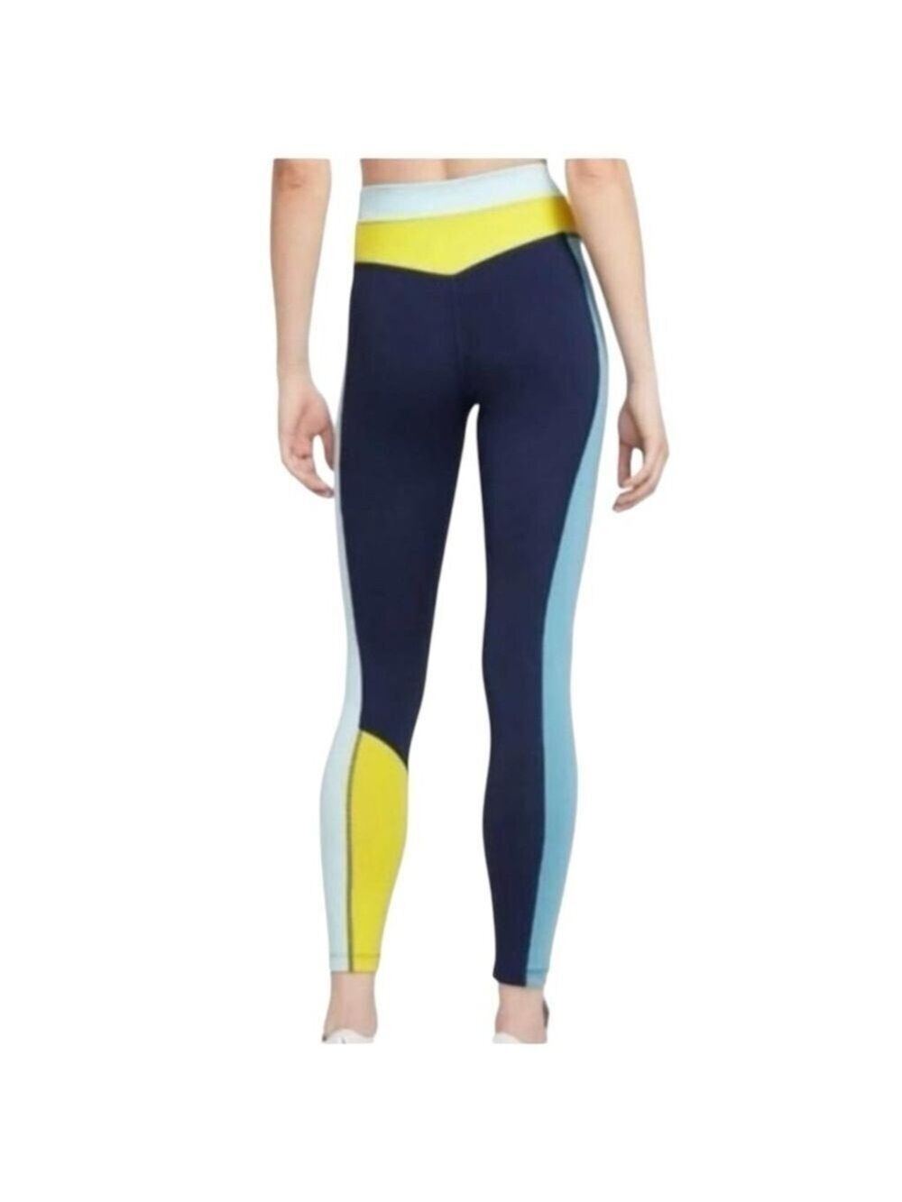 Nike Womens Dri FIT Leggings XS Blue Yellow White
